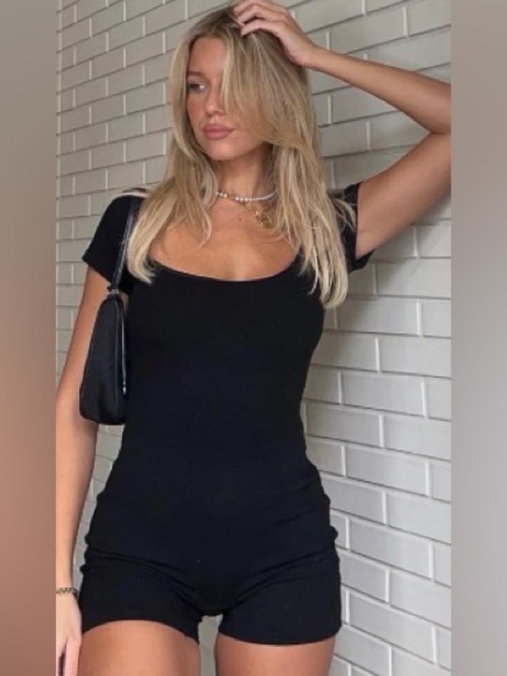 WHITE FOX Black Scoop Neck Short Sleeve Women’s Jumpsuit SzS